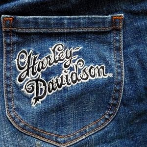 Harley Davidson embroidered demin shorts